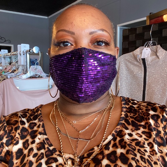 Purple Sequin Mask - Picture 2 of 5